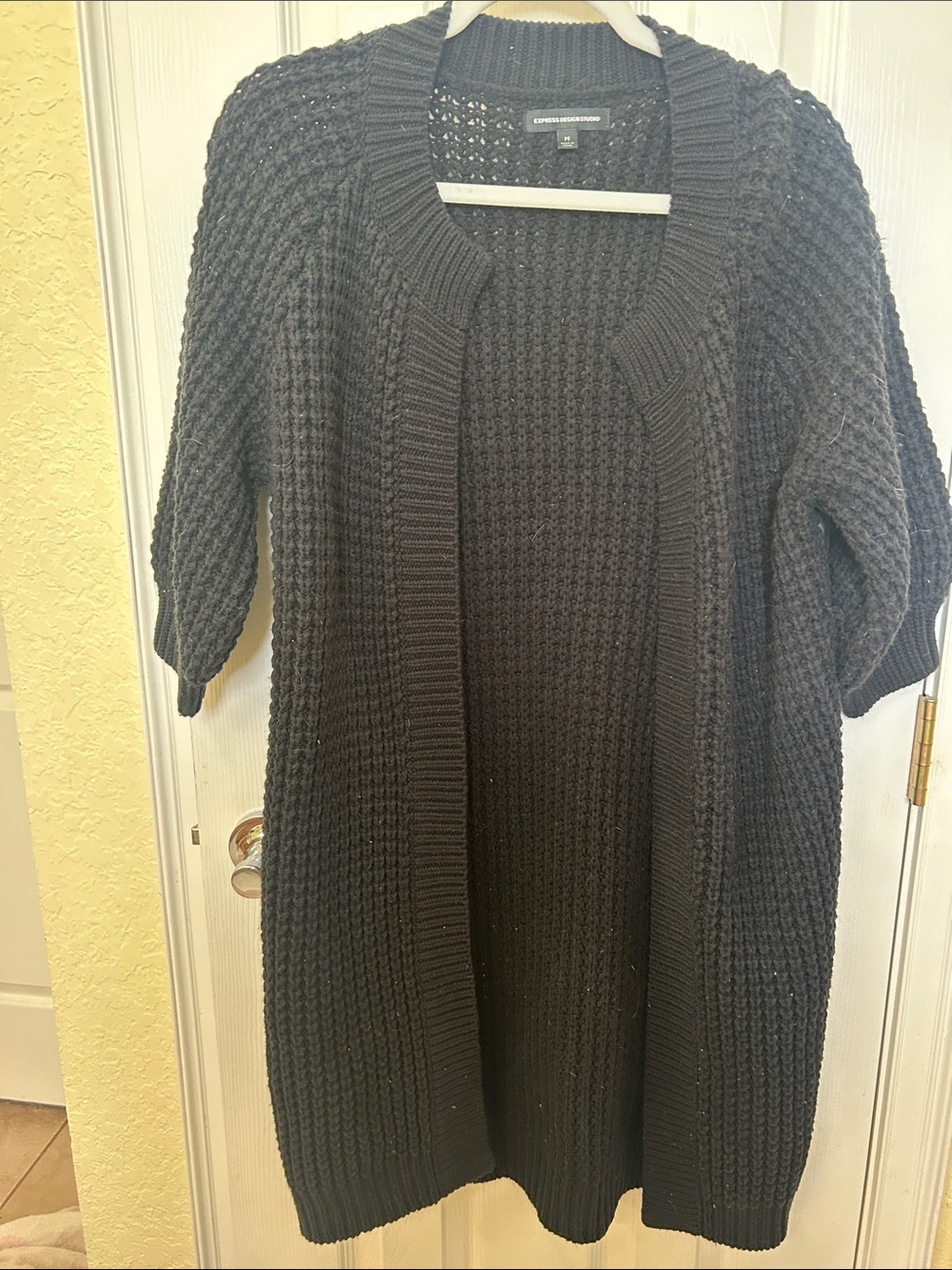 Express design Studio Black Chunky Knit Open-Front Cardigan